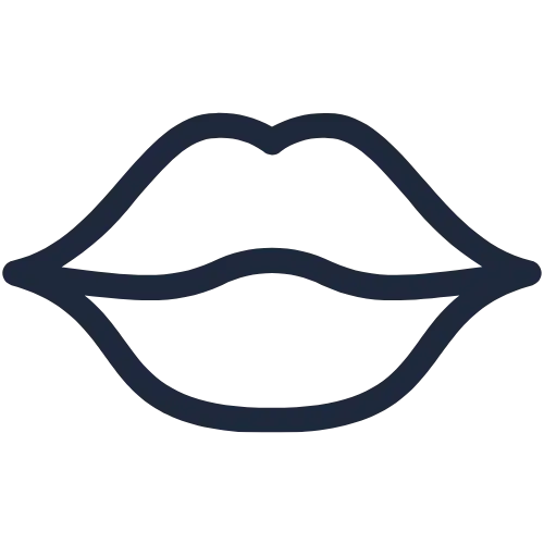 Das Bild zeigt ein Icon von stilisierten Lippen in dunkelblau.