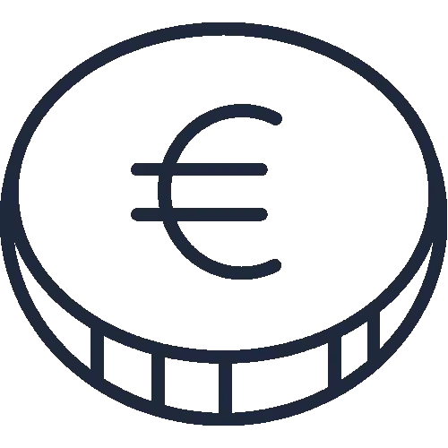 Das Icon zeigt eine stilisierte Münze mit Euro Symbol.